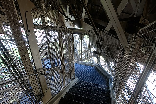 Stairs to the ground floor of the Eiffel Tower