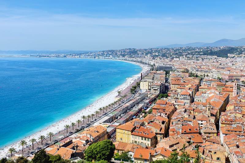 View over Nice from Colline du Chateau, France.