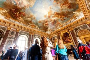 tourists enjoying a tour in a museum in Paris