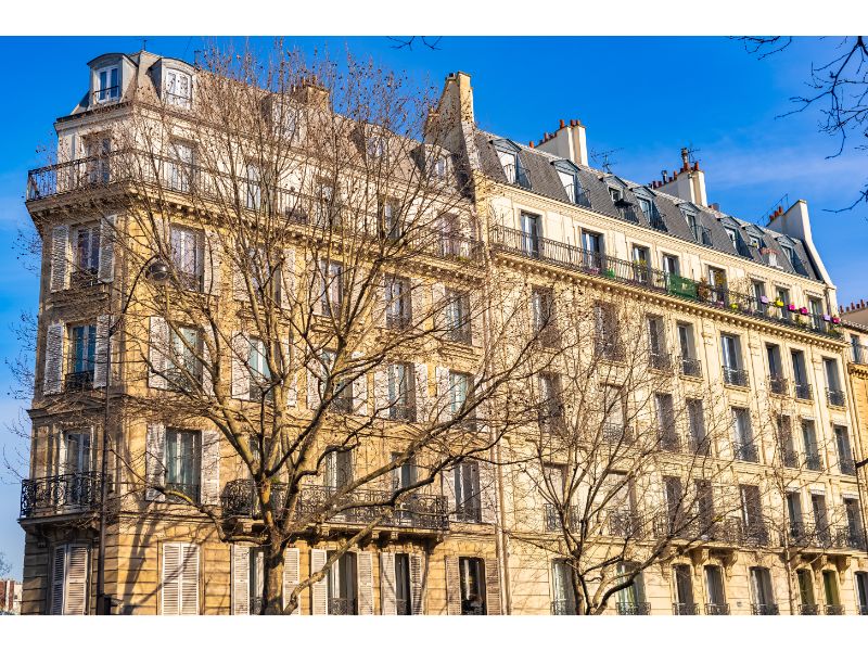 Typical facade of building at Avenue des Ternes, Paris, France