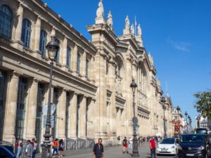 View of the facade of the train station Gare du Nord