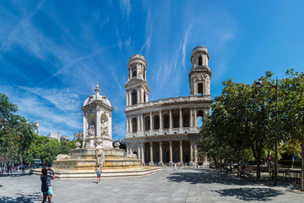 The fountain of Saint-Sulpice and the Church of Saint-Sulpice