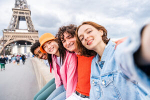 Group of young tourist in Paris