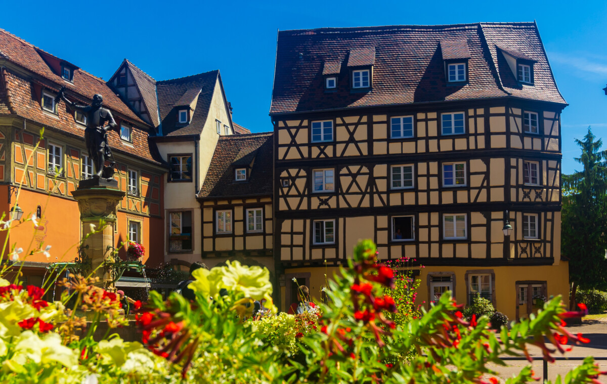 Beautiful view of colorful romantic city Colmar, France