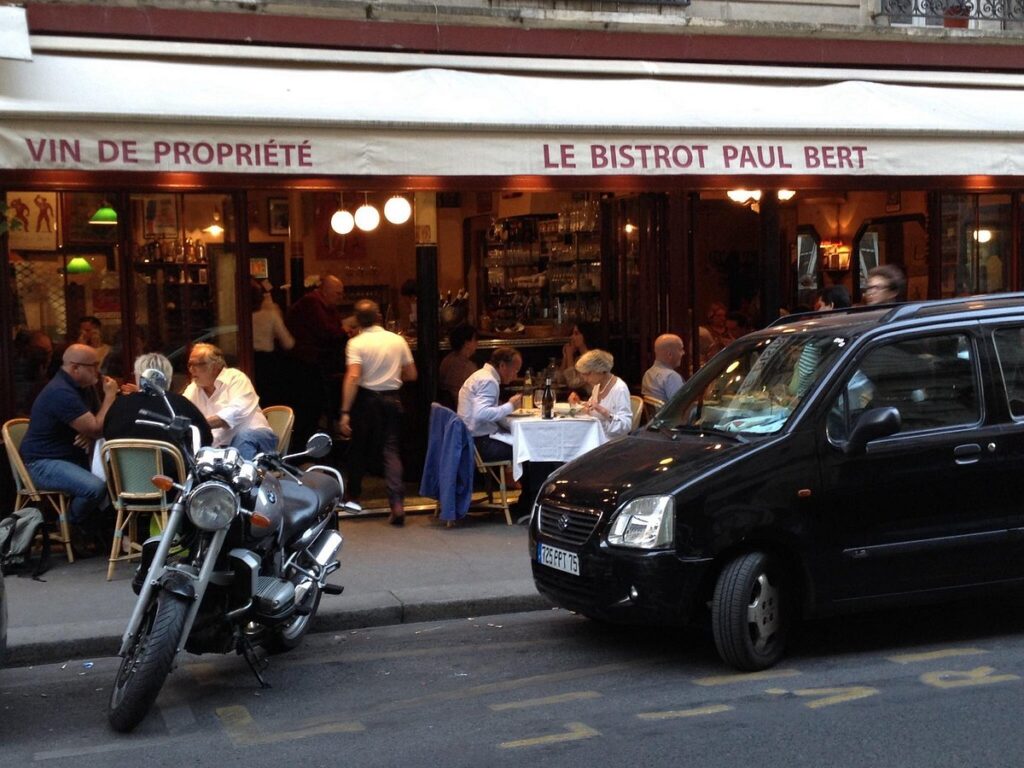 Front and exterior of the Bistrot Paul Bert in Paris, France