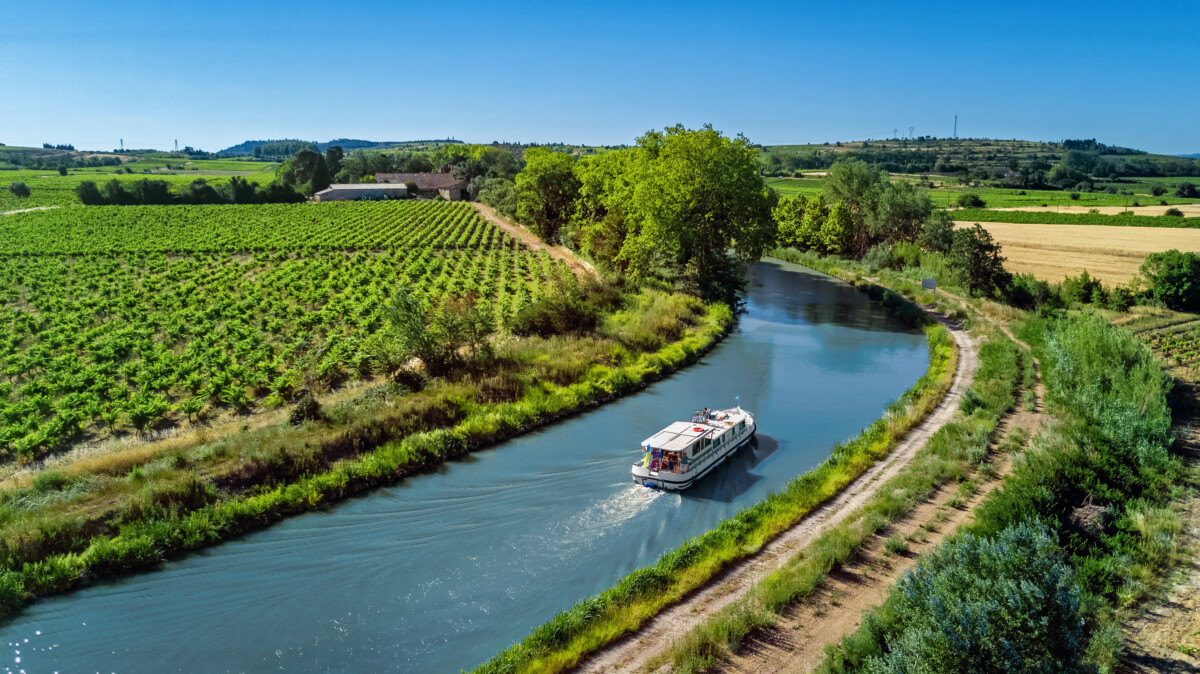 Canal du Midi aerial drone view from above