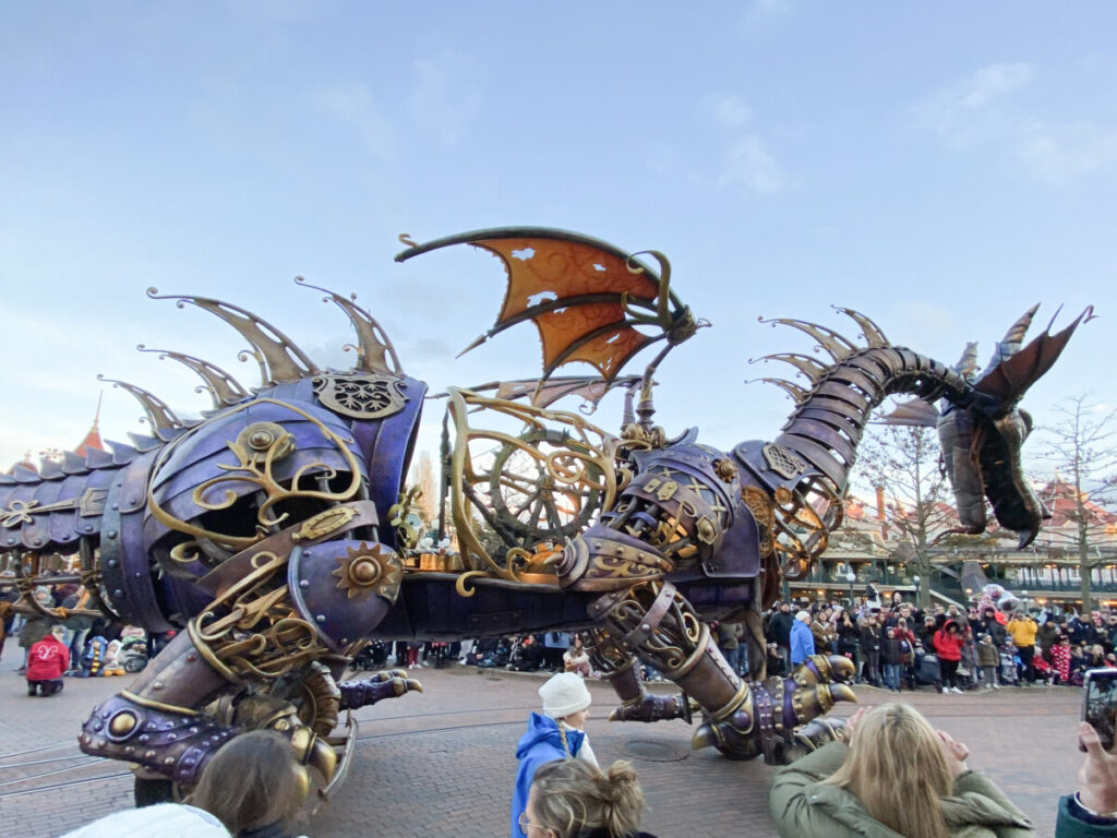 Disneyland Paris Parade float and crowd in Disneyland Paris, Paris France