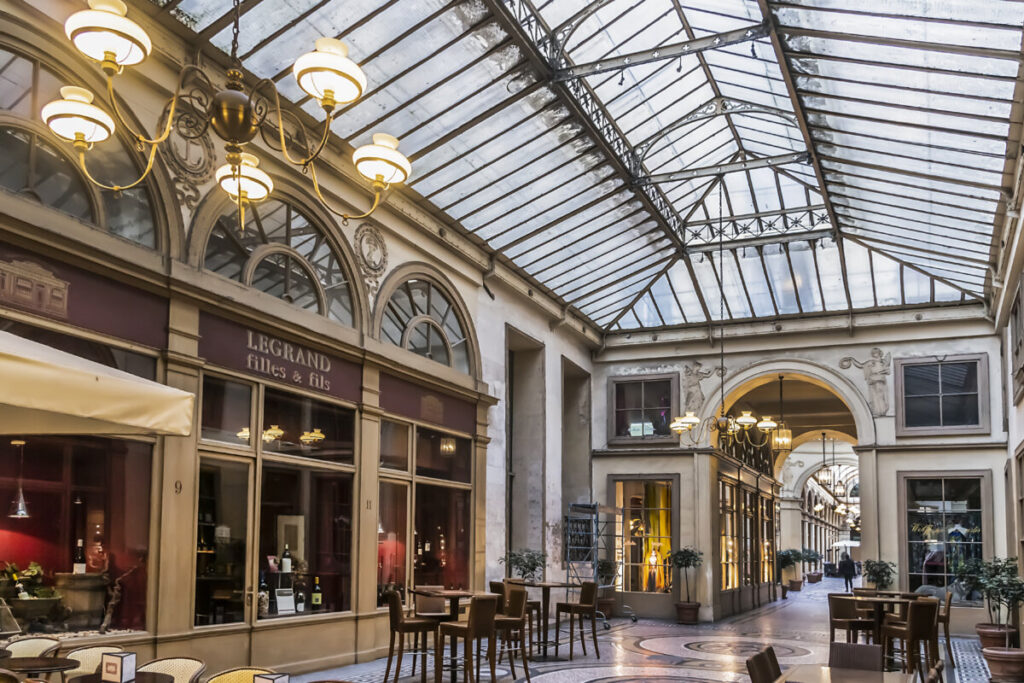 Interior view of Galerie Vivienne, showcasing its luxurious design and architecture by Francois-Jean Delannoy