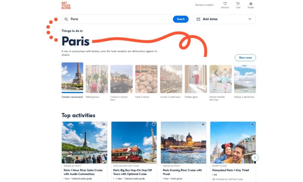 GetYourGuide Paris Things to do and Tours Page