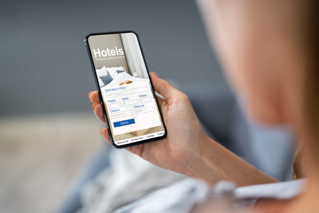 Booking hotel online using a mobile phone