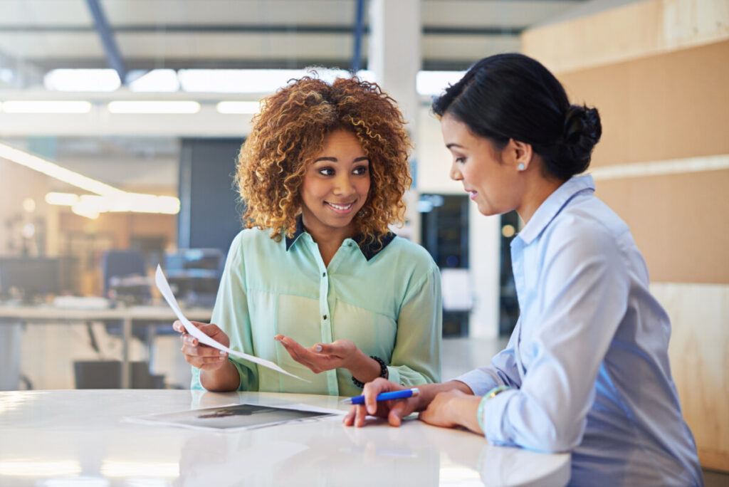 Woman on a job interview with an human resources personnel