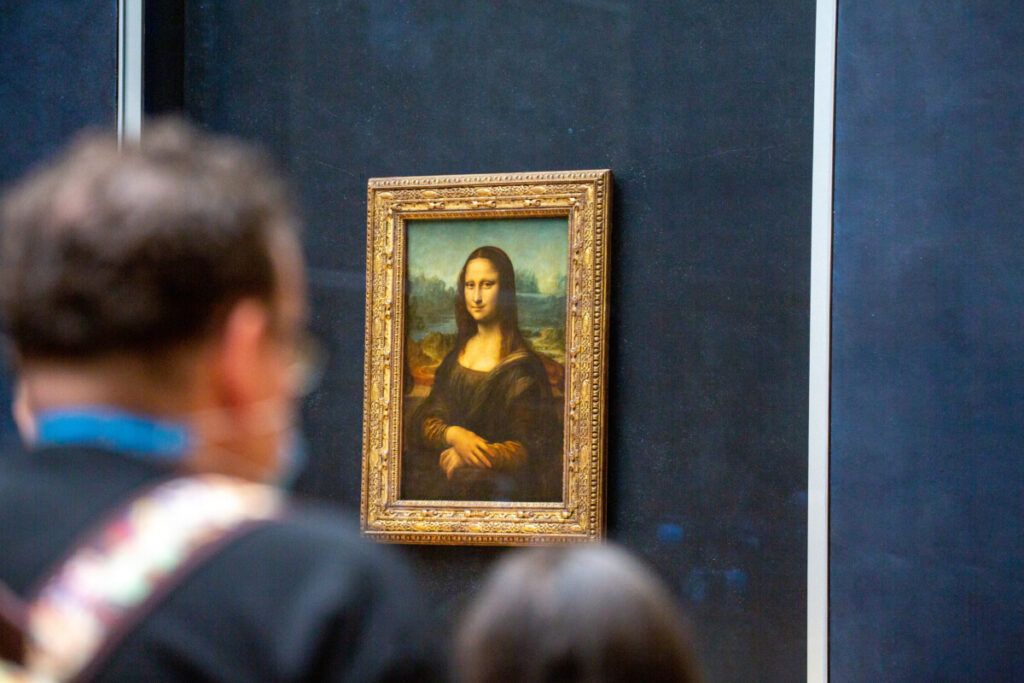 Painting of The Mona Lisa of Da Vinci in Louvre Museum