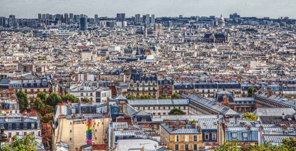 Panoramic view of Montmatre district in Paris, France