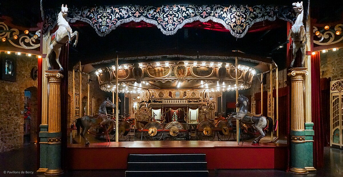 Velocipede carousel in the hall of the Museum of Fairground Arts