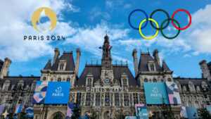 Paris 2024 Summer Olympic Games Logo and rings,