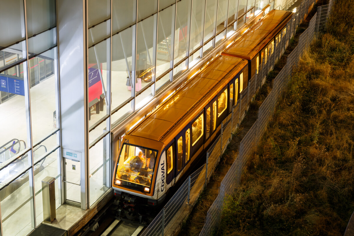 Train at Paris Charles de Gaulle Airport in Roissy-en-France, France