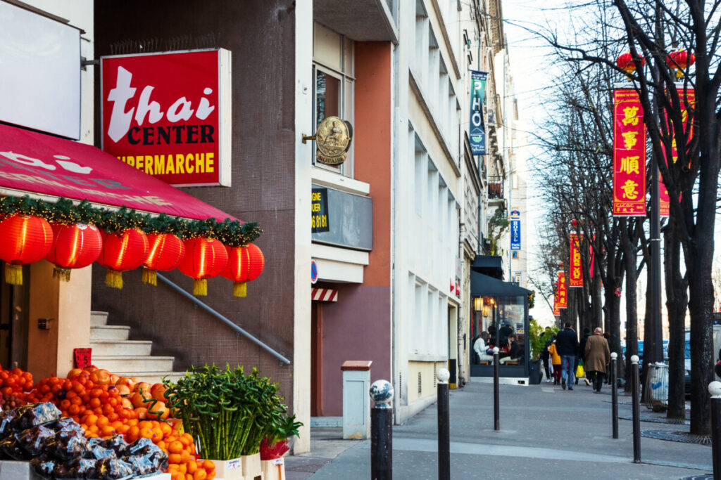 Chinese New Year market and celebration in Paris, France