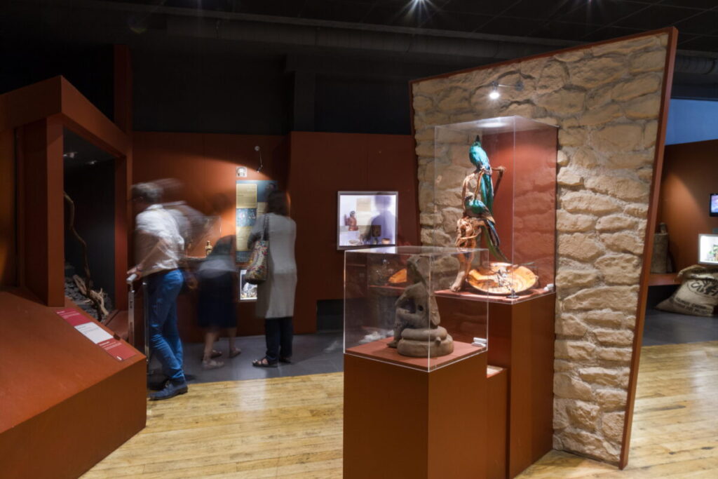 Paris Gourmet Chocolate Museum display and tourists exploring the museum