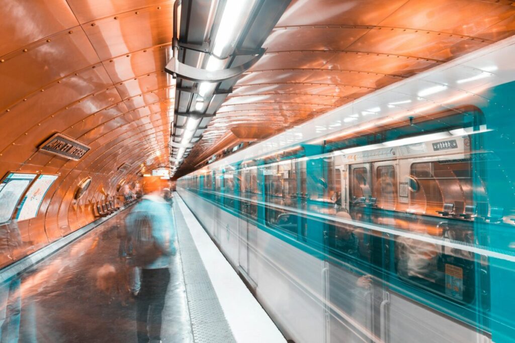 Train in a Paris Metro