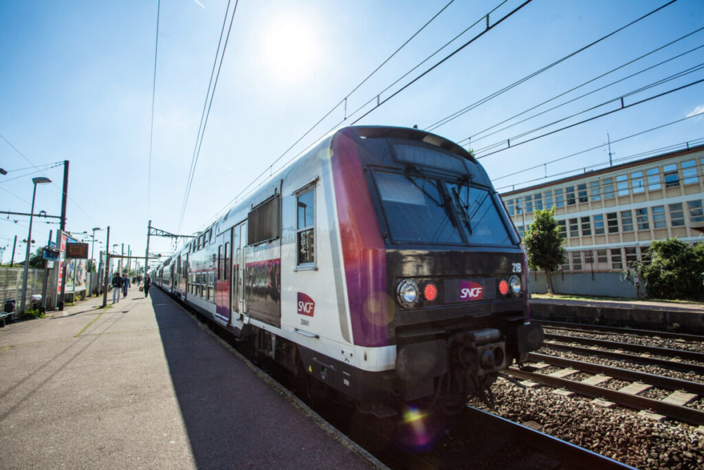 RER Train and Train Station in Paris, France