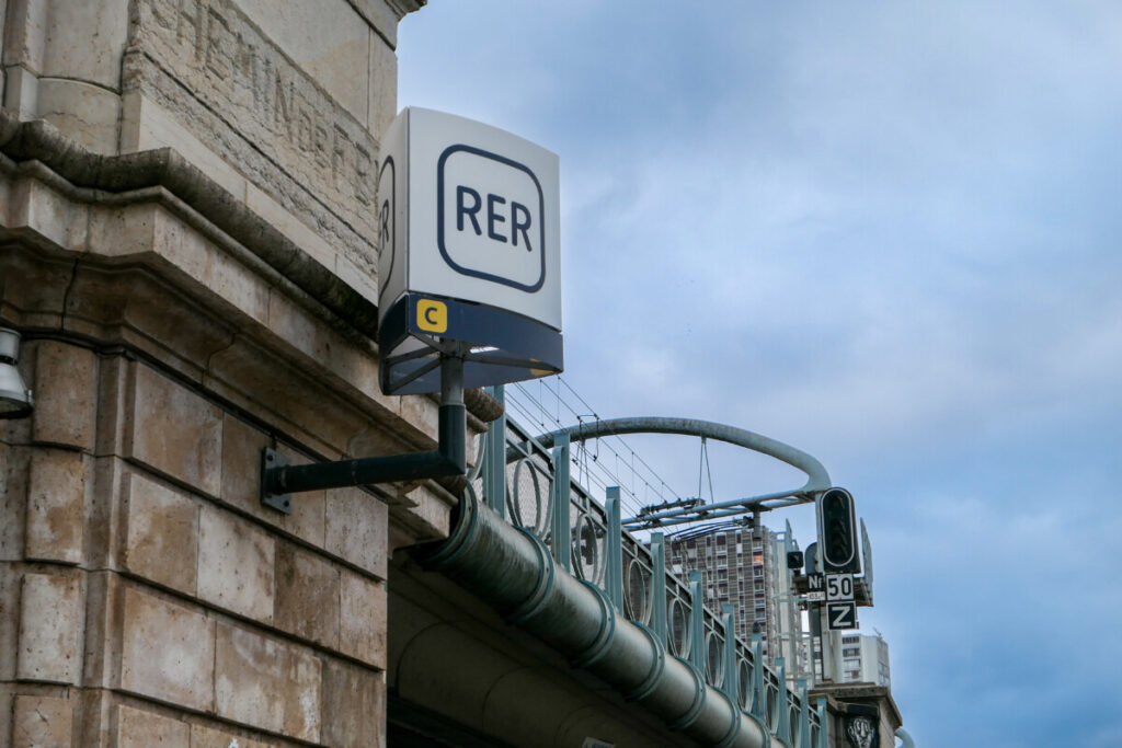 RER Public Transport Sign in Paris, France