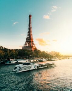 Boats cruising in Seine River, Paris, France