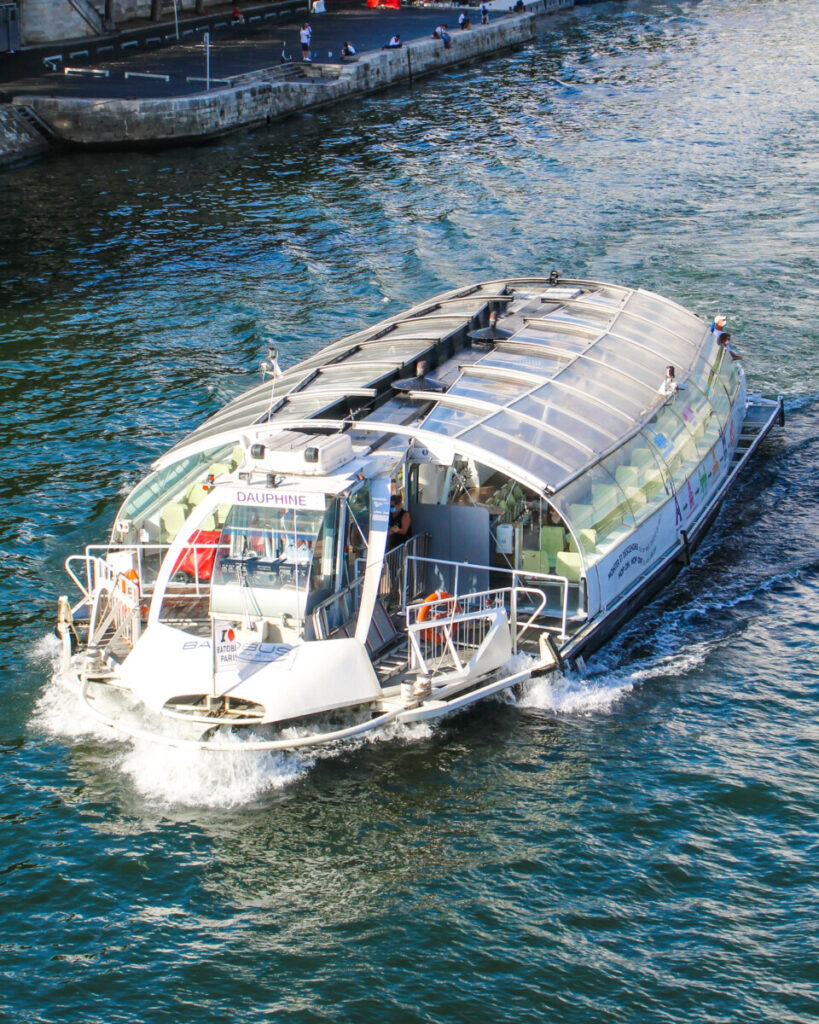 Cruise ship on Seine River in Paris, France on a tour