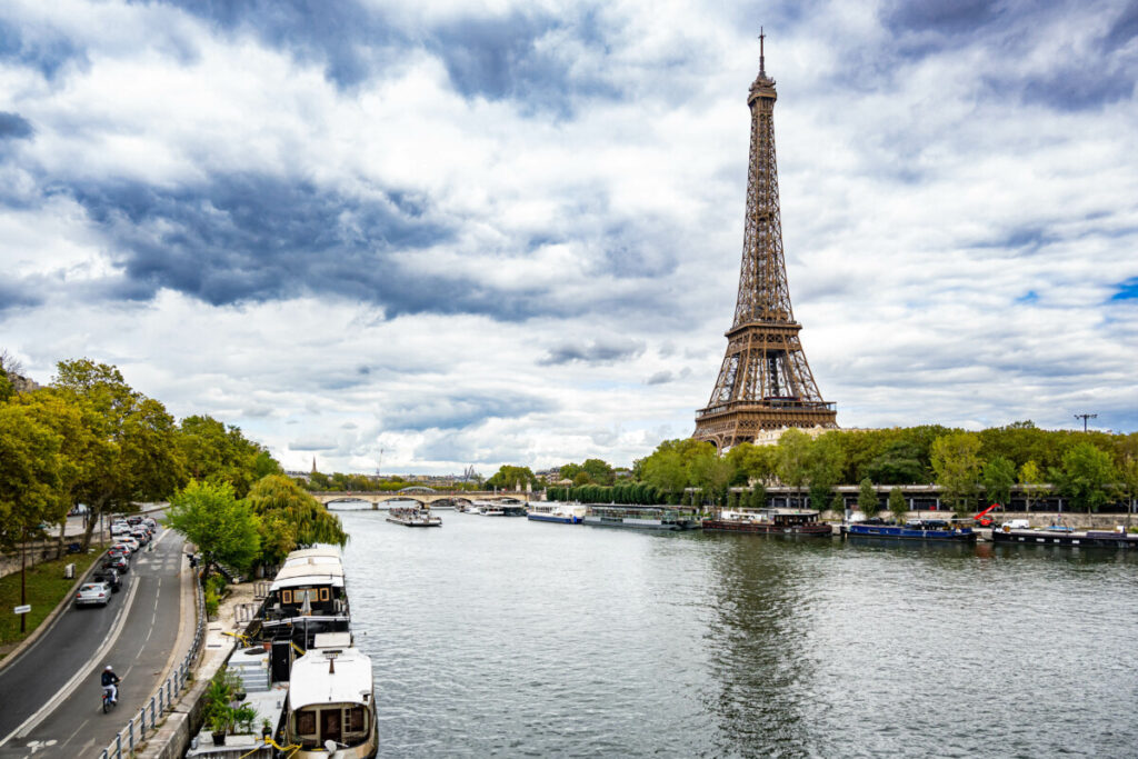 Sunrise view of the Eiffel Tower in Paris